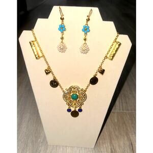 18K Gold Plated Alloy Necklace and Earring Set